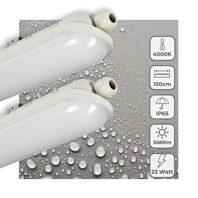 2 PACK - LED&apos;s Light Pro Premium LED TL armatuur compleet 150 cm - Waterdicht - 3680 lm