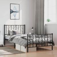 Bedframe met hoofd- en voeteneinde metaal zwart 100x200 cm - thumbnail