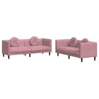 2-delige Loungeset met kussens fluweel roze - thumbnail