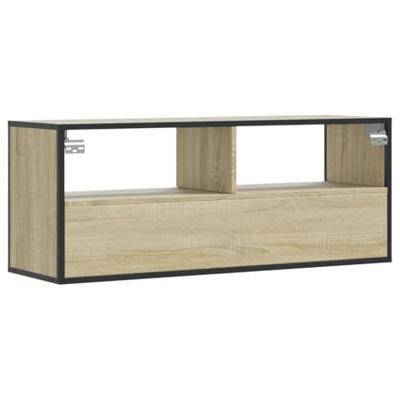Tv-meubel 100x31x39,5cm bewerkt hout metaal sonoma eikenkleurig Tv-meubel 100x31x39,5cm bewerkt hout metaal sonoma eikenkleurig