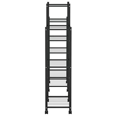 Bloemenstandaard met wielen 83x25x103,5 cm ijzer zwart