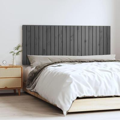 Wandhoofdbord 147x3x60 cm massief grenenhout grijs