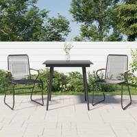3-delige Tuinset PVC-rattan zwart - thumbnail