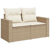 5-delige Loungeset met kussens poly rattan beige - thumbnail