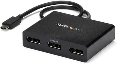 StarTech.com 3-Port USB-C multi-monitor adapter, USB-C naar 3x DisplayPort 1.2 MST Hub, drievoudig 1080p 30Hz DP Laptop Display Extender/Splitter, extra lange integ. Kabel, alleen Windows