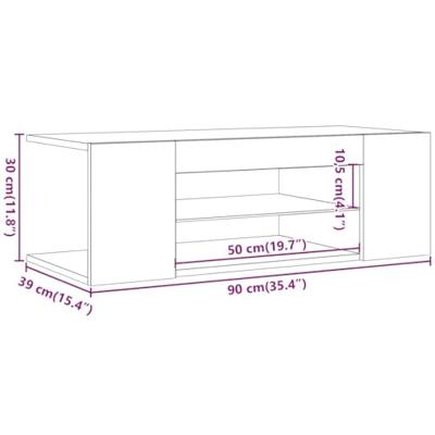 Tv-meubel met LED 90x39x30 cm bewerkt hout oud hout