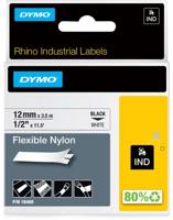 Dymo RHINO flexibele nylontape 12 mm, zwart op wit - thumbnail