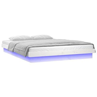 Bedframe LED massief hout wit 140x200 cm
