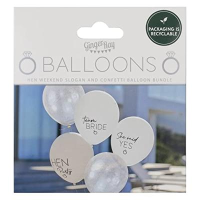 Ballonnen Mix Vrijgezellenfeest Wit/Zilver (5st)