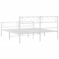 Bedframe met hoofd- en voeteneinde metaal wit 140x200 cm - thumbnail
