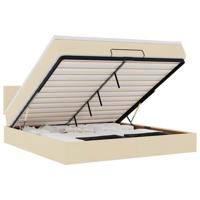 Ottoman bed met matras 180x200cm stof crèmekleurig - thumbnail