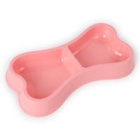Plastic hond kommen bot-vormige Candy Color hond feeder eco-vriendelijke Double-Head kommen (roze) - thumbnail