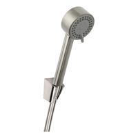 Massage handdouche set Wiesbaden UniMatch Cadans | 3 Standen | Rond | Geborsteld staal - thumbnail