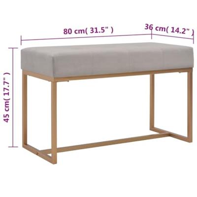 VidaXL Bankje 80 cm fluweel grijs VidaXL Bankje 80 cm fluweel grijs