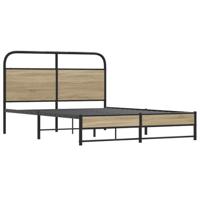 Bedframe zonder matras bewerkt hout gerookt eiken 140x190 cm - thumbnail