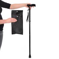 Vitility Wandelstok opvouwbaar zwart - 82-92 cm - thumbnail