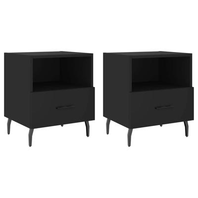 Nachtkastjes 2 st 40x35x47,5 cm bewerkt hout zwart