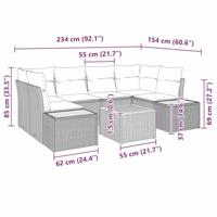 6-delige tuinbank set met kussens in beige poly rattan en acacia - thumbnail