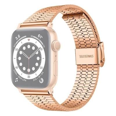 By Qubix - Metalen bandje - Rosé goud - Compatible met Apple watch 38mm / 40mm / 41mm / 42mm - Compatible Apple watch bandjes