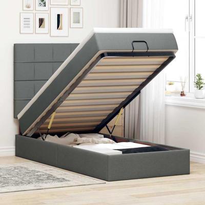 Ottoman bed met matras 80x200cm stof donkergrijs