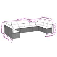 10-delige Loungeset met kussens poly rattan beige - thumbnail