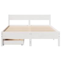 Bedframe zonder matras massief grenenhout wit 140x190 cm - thumbnail