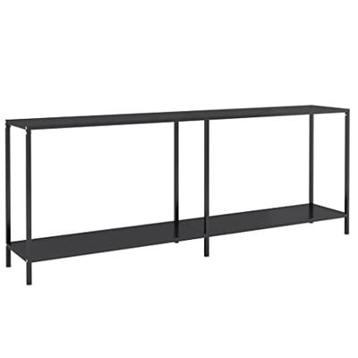 Wandtafel 200x35x75,5 cm gehard glas zwart