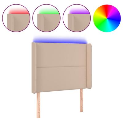Hoofdbord LED 83x16x78/88 cm kunstleer cappuccinokleurig - thumbnail