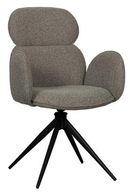 LABEL51 Eetkamerstoel Vidar - Truffel grijs - Boucle - Black Frame