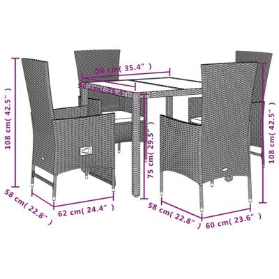 5-delige Tuinset met kussens poly rattan beige - thumbnail