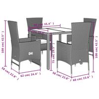 5-delige Tuinset met kussens poly rattan beige - thumbnail