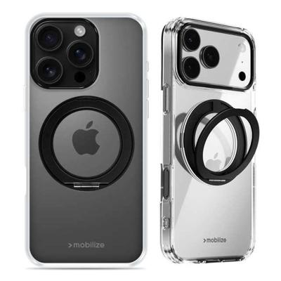 Mobilize MagSafe Compatible 360 Rotating Ring Stand Case Apple iPhone 16 Pro Clear/Black