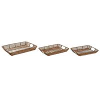 Set van trays Home ESPRIT Natuurlijk Tropisch 44 x 32 x 6 cm (3 Stuks) - thumbnail