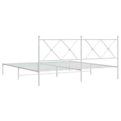 Bedframe met hoofdbord metaal wit 180x200 cm