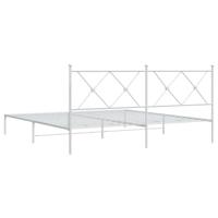 Bedframe met hoofdbord metaal wit 180x200 cm - thumbnail
