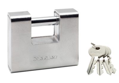 Masterlock 90mm wide x 30mm zinc alloy body with hardened steel armour - hardened 690EURD Masterlock 90mm wide x 30mm zinc alloy body with hardened steel armour - hardened 690EURD