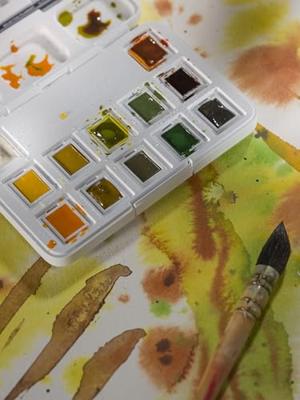 Van Gogh aquarelverf pocket box natuurtinten met 12 kleuren in halve napjes