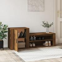 VidaXL Schoenenkast 130x35x54 cm bewerkt hout bruin eikenkleur - thumbnail