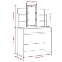 Kaptafel met LED-verlichting 96x40x142 cm gerookt eikenkleurig - thumbnail