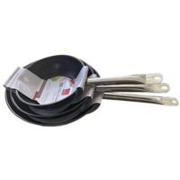 Set van 3 koekenpannen - BAUMALU - Gastronomie - 20 / 24 / 28 cm - Roestvrij staal - thumbnail