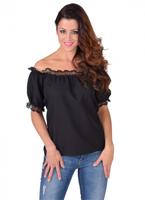 Blouse schoudervrij zwart - thumbnail
