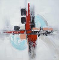 Schilderij - Handgeschilderd - Abstract 80cm rond - thumbnail