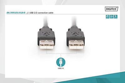 Digitus USB-kabel USB 2.0 USB-A stekker, USB-A stekker 1.80 m Zwart Afgeschermd (dubbel) AK-300101-018-S