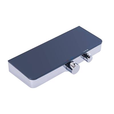 OCEAN thermostatische mengkraan douche met planchet, chroom-antraciet met hoogwaardige planchet van veiligheidsglas, ca. 35,0 x 14,0 cm extern lichaam gemaakt van ABS met een hoogwaardige merkca