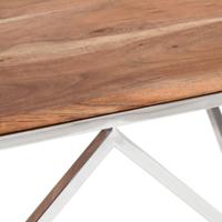 Salontafel roestvrij staal en massief acaciahout zilverkleurig - thumbnail
