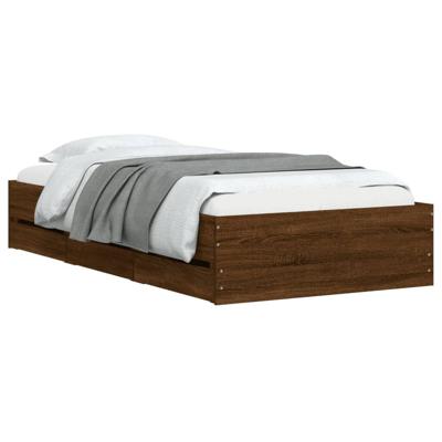 Bedframe met lades bewerkt hout bruin eikenkleur 75x190 cm