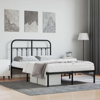 Bedframe met hoofdbord metaal zwart 120x190 cm Bedframe met hoofdbord metaal zwart 120x190 cm