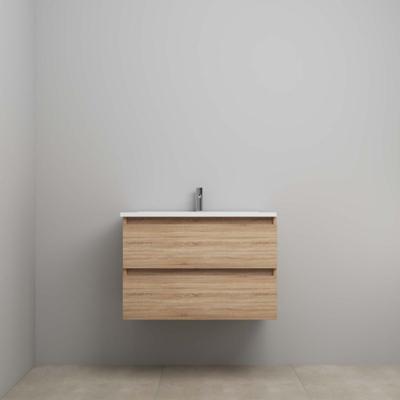 On-Line Onderkast - 80 cm - Voorgemonteerd - Acryl Wastafel - 1 Kraangat - Eiken