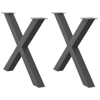 Eettafelpoten 2 st X-vormig 90x(72-73) cm staal antraciet