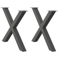 Eettafelpoten 2 st X-vormig 90x(72-73) cm staal antraciet - thumbnail